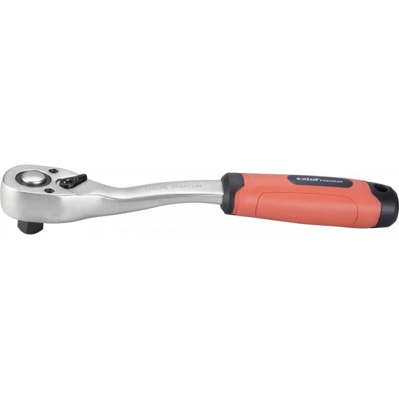 Racsnis hajtókar, CV., 45 fog, hajlított szár, csúszásgátló TPR markolat; 3/8", 208 mm