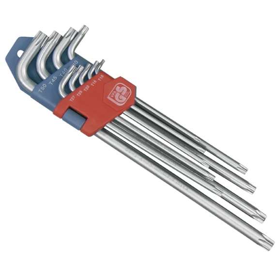 Torx kulcs klt. Extra hosszú T10-T50, hosszú szár: tömör, rövid szár: lyukas, CV., 90-225mm