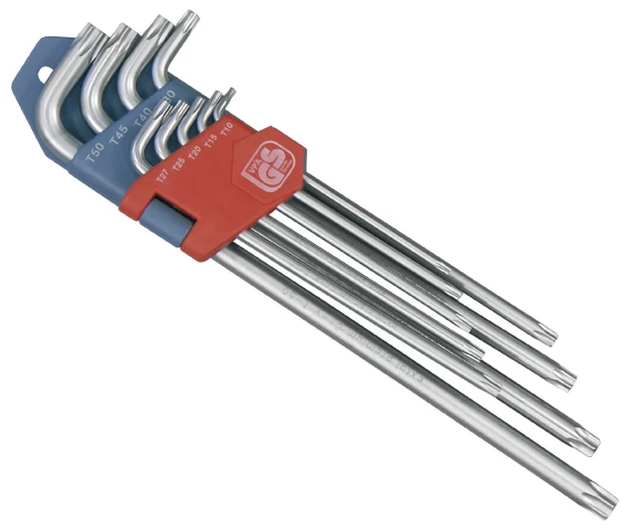 Torx kulcs klt. Extra hosszú T10-T50, hosszú szár: tömör, rövid szár: lyukas, CV., 90-225mm